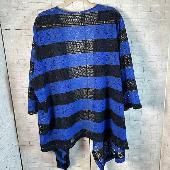 Catherine’s black and blue white stripe cardigan 3/4 sleeve spring plus size - Picture 2 of 8